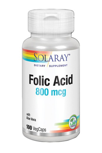Acid Folic 800 mcg 100 cápsulas de Solaray