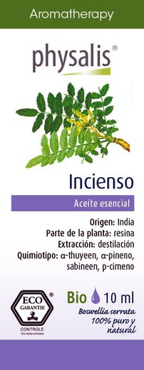 Aromaterapia Aceite Esencial Incienso Bio 10 ml de Physalis