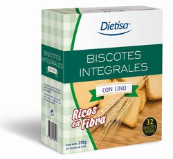 Biscotes Integrales con Lino 32 unidades 270 gramos de Dietisa