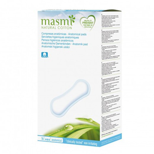 Compresas Anatómicas Masmi Natural Cotton 16 unidades de Masmi