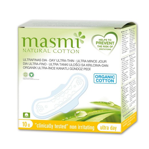 Compresas Masmi Natural Cotton Ultra día Alas 10 unidades de Masmi