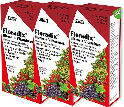 Floradix Hierro Orgánico 500ml Salus pack 3 envío gratis