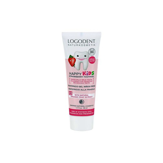 Logodent Naturkosmetik Dentífrico gel 50ml sabor fresa Happy Kids de Logona