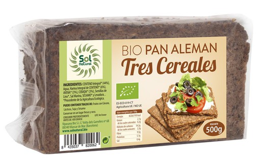 Pan Aleman 3 Cereales Bio 500 G