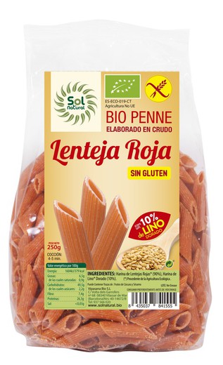 Penne Lenteja Roja con Lino Bio S/Gluten 250 G
