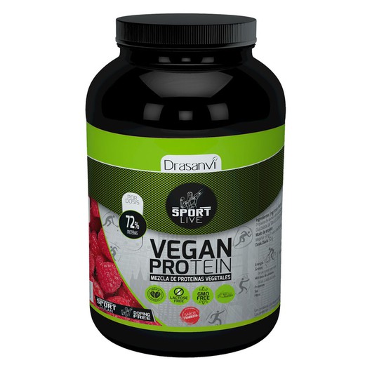 Proteína vegetal Sport Live sabor frambuesa 600 gr de Drasanvi
