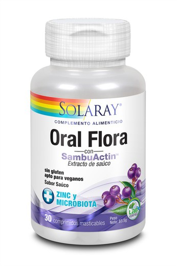 Oral Flora con Sambuactin (TM) 30 comprimidos Masticables de Solaray