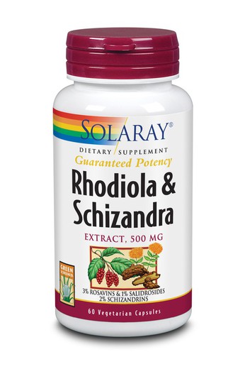 Schizandra & rodhiola 500 mg 60 cápsulas vegetales