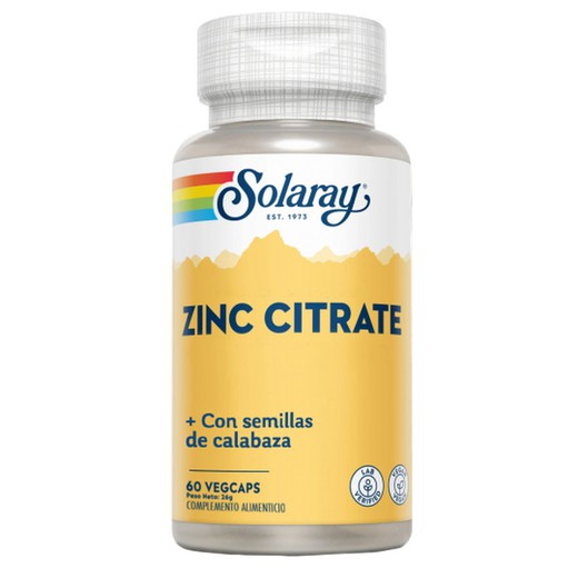 Zinc Citrate con Semilla de Calabaza 60 cápsulas de Solaray