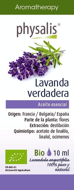 Aromaterapia Aceite Esencial Lavanda Verdadera Bio 10 ml de Physalis