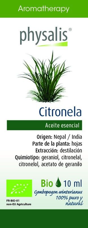 Aromatherapy Aceite Esencial de Citronela Bio de Physalis