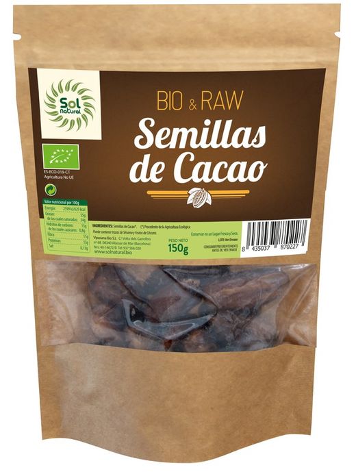 Cacao En Semillas Crudas Raw Bio 150 G