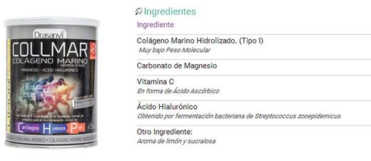 Collmar colágeno Marino + Magnesio y Ac. hialurónico 300g limón de Drasanvi