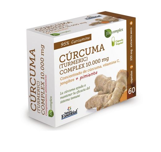 Cúrcuma 10  000 mg jengibre + pimienta + C  60 cápsulas vegetales
