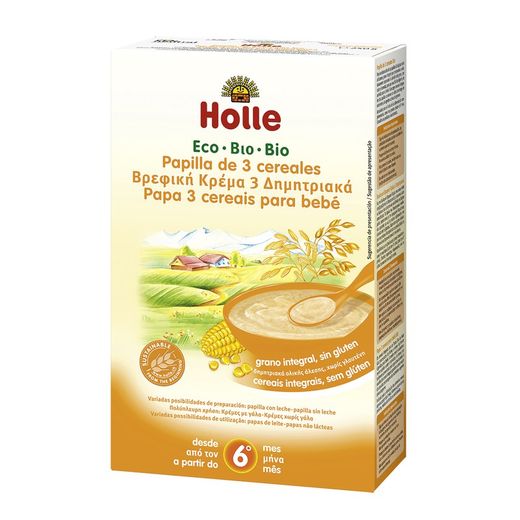Papilla 3 Cereales +6 Meses Sin Gluten 250g de Holle