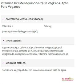 Vitamina K2 - 30 cápsulas de Solaray